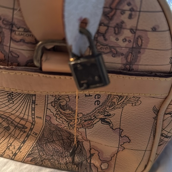 Allan Edward world map satchel new some marks see photos I pointed out. NWT - Picture 5 of 14